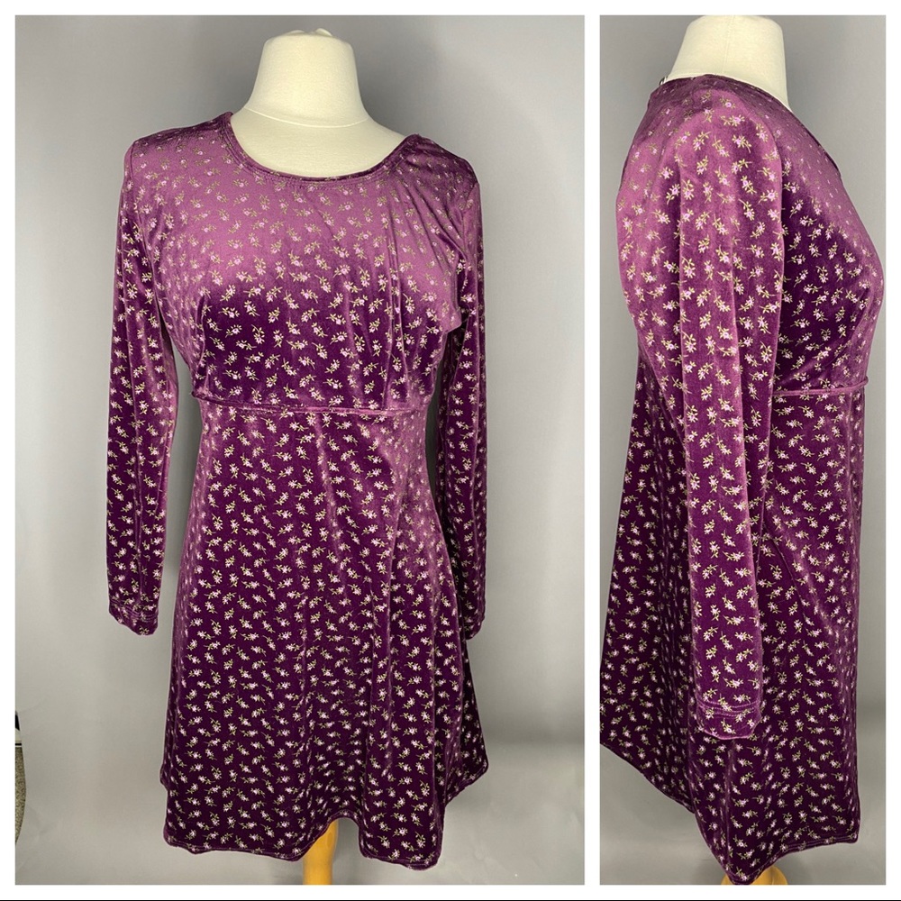 Vintage Piccalino Petites 90s floral, velvet dress